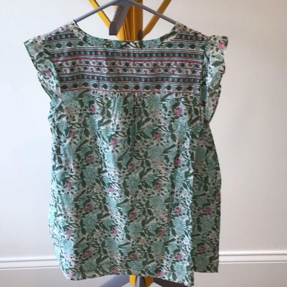 Talbots Blue Ruffled Cap Sleeve Blouse - Picture 3 of 3